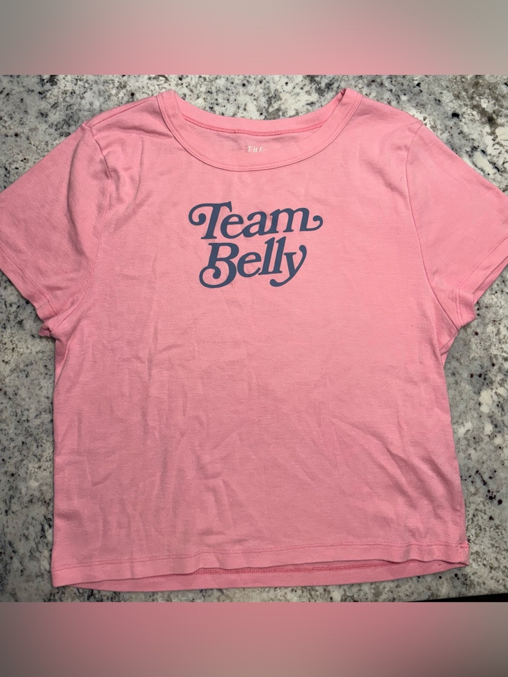 American Eagle Outfitters Pink "Team Belly" Graphic Tee